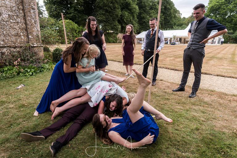 Wedding gusts playing in the grounds